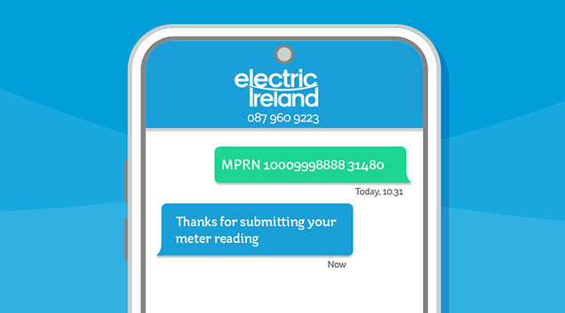 meter reading over text with electric Ireland