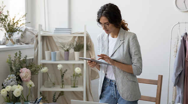 Woman using her iPad